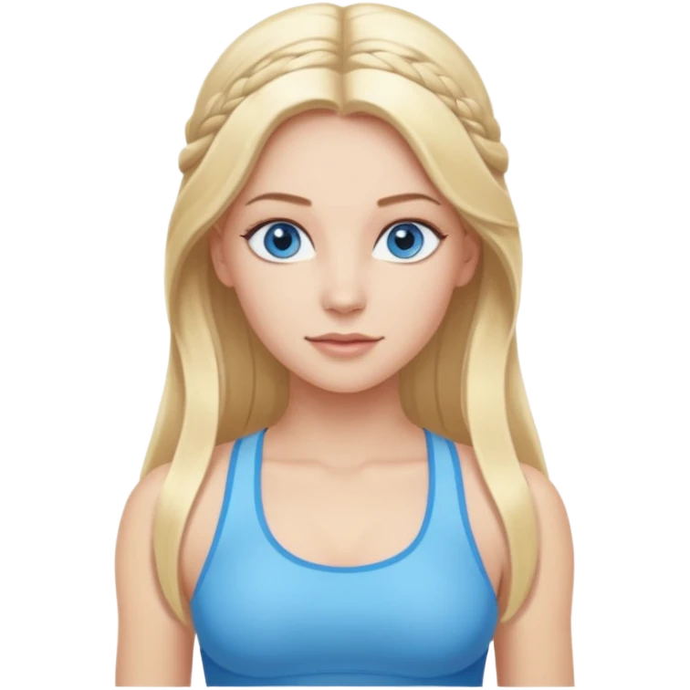  long blown out blonde hair woman blue eyes pilates princess  emoji