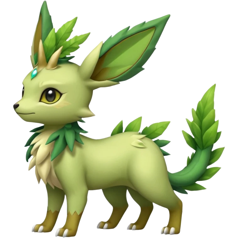 Kawaii cute cool feral Sprigatito-Leafeon-Sceptile-Fakémon-hybrid (full body) emoji