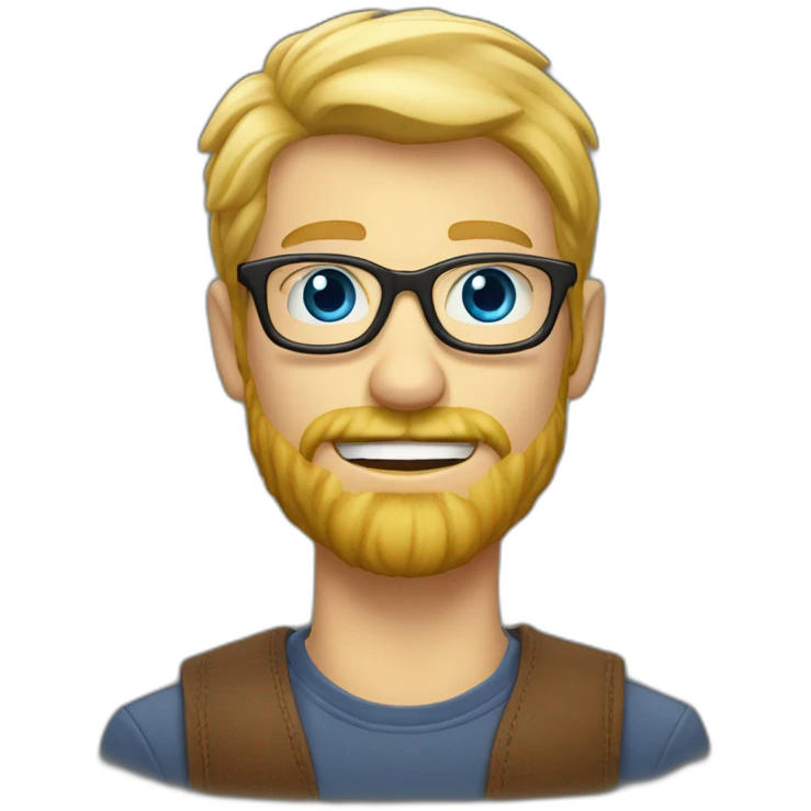 Blond man blue eye glasses small beard eating hazelnut emoji