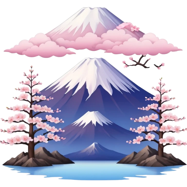 Cherry blossom scenery, Mount Fuji emoji