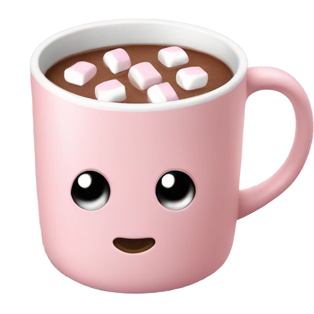 Light Pink mug of hot chocolate with marshmallows  emoji