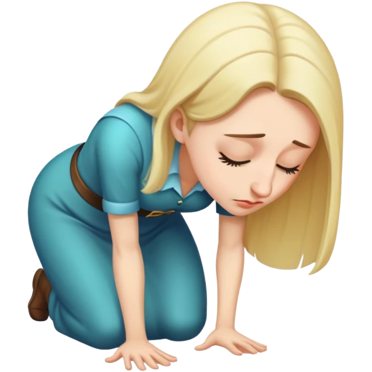 woman bowing on a giant nose emoji