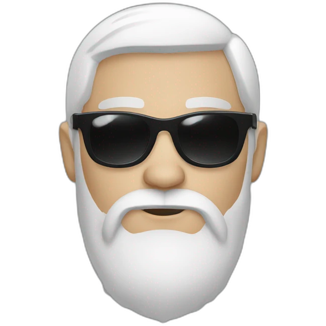 white person with black sunglasses and dark brown hair goat beard emoji