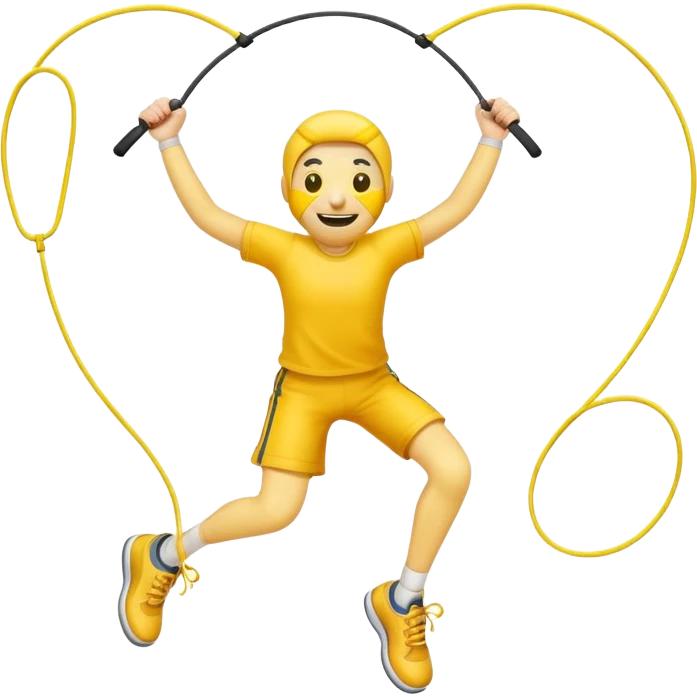 person jumping rope, simple yellow face emoji