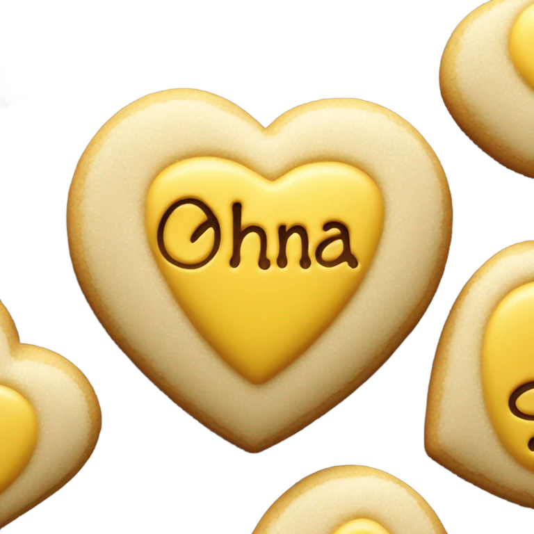 Yellow cookie heart with ohana emoji