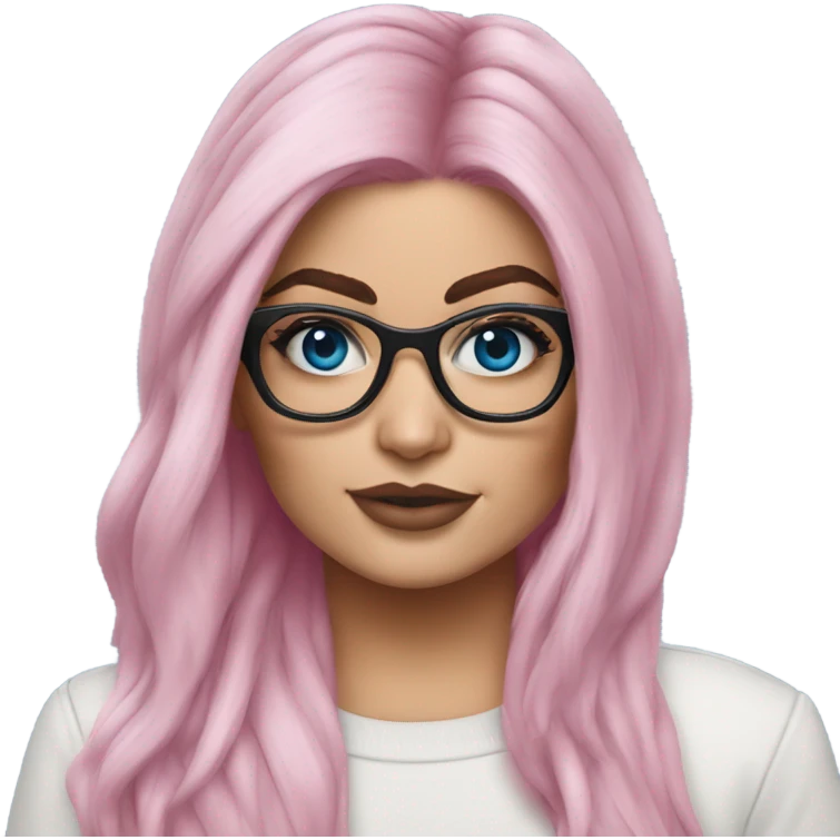 Hyper Realistic kylie jenner pink hair blue eyes and glasses  emoji
