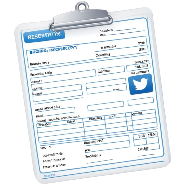 booking slip, reservation receipt, document with confirmed booking details emoji