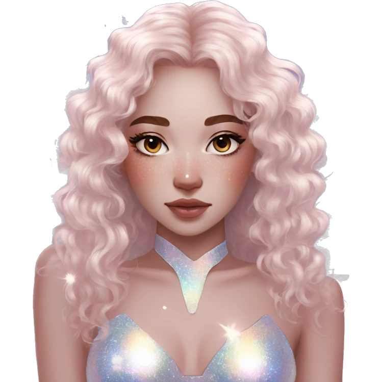 Holographic angel glitter freckles ethereal emoji