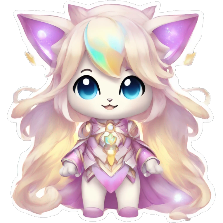 Cute Kawaii Chibi Anthro Sona Colorful Ethereal Pretty see Godly Celestial Shiny Fakemon Full Body emoji