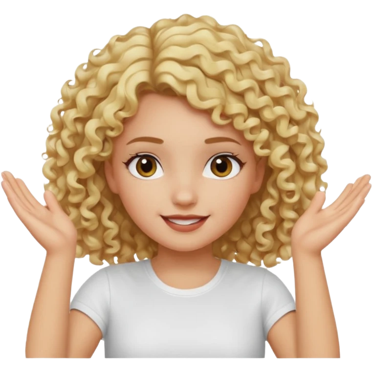 Not guilty hands up smirk girl curly blonde haie emoji