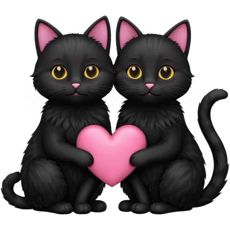 two black cats love, pink heart emoji