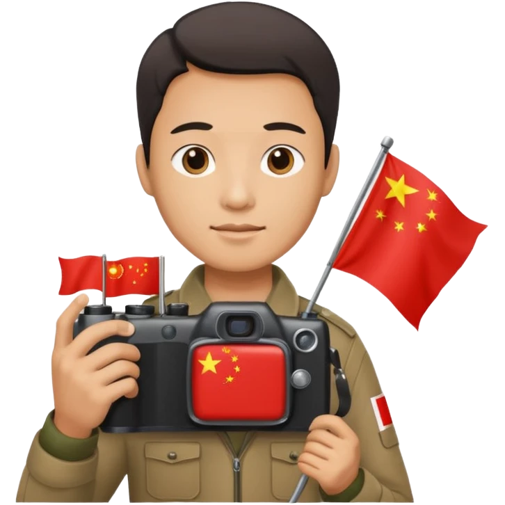 A Chinese man with a Chinese flag and a camera emoji