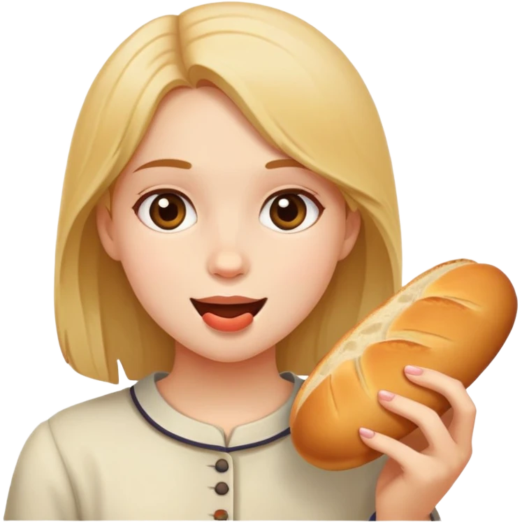 Girl eating a bread emoji