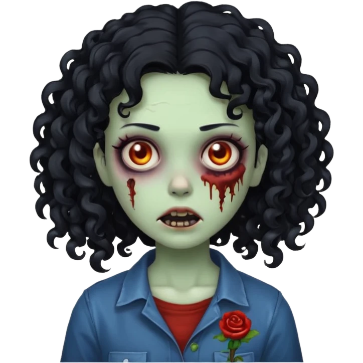zombie curly girl black hair emoji