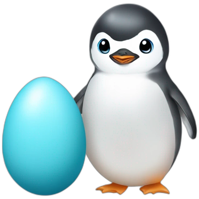 kawaï baby blue penguin hatching from its egg emoji
