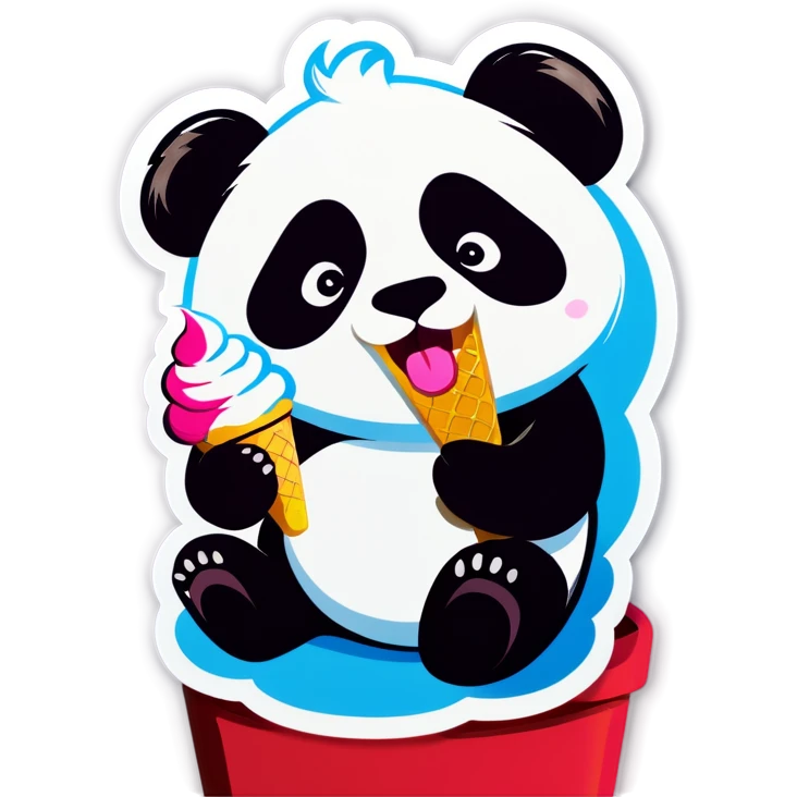 Panda eating ice cream emoji