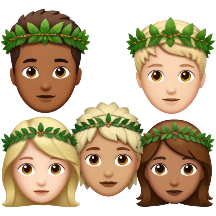 Asians wearing laurel wreaths emoji