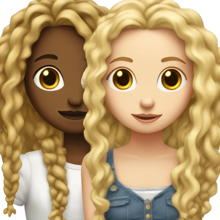 2 blonde white girls in love one with dreads and one with curly hair emoji