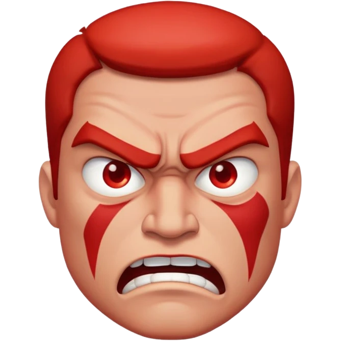 Man with red face emoji