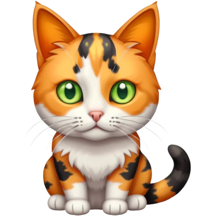 full body anxious looking colourful patchy calico tabby cat emoji