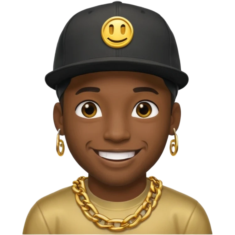 black guy with golden chains fleshtunnels and a snapback cap emoji