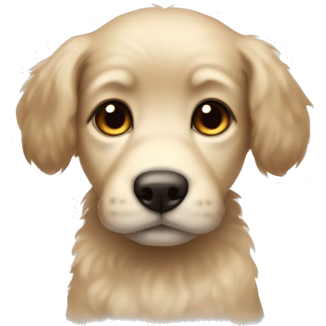 Small beige fluffy puppy with round dark floppy ears and dark snout emoji
