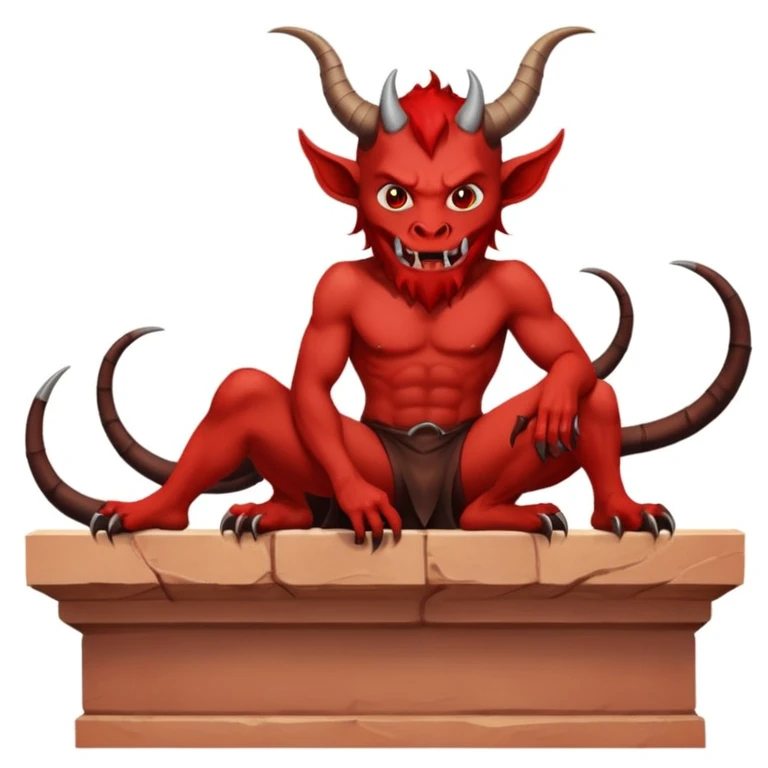 Devil sitting on a ledge looking over his shoulders  emoji