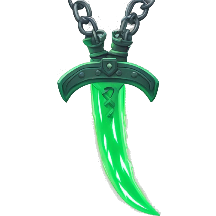 Twin green neon swords attached by chain emoji
