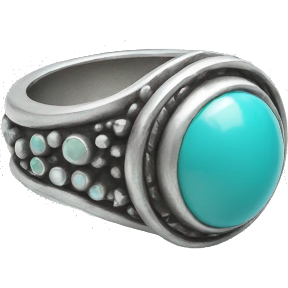 silver turquoise ring with stone details emoji