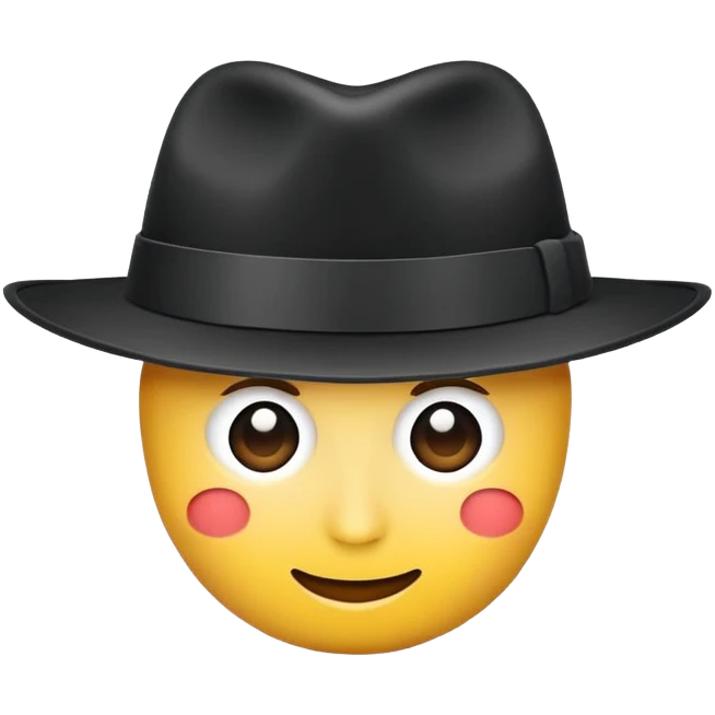 A fedora emoji in the style of Apple emojis, with a sleek and modern look, black color. emoji