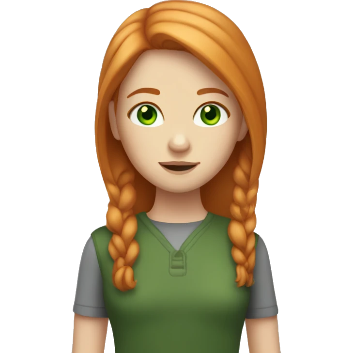 Girl with straight ginger hair and green eyes emoji