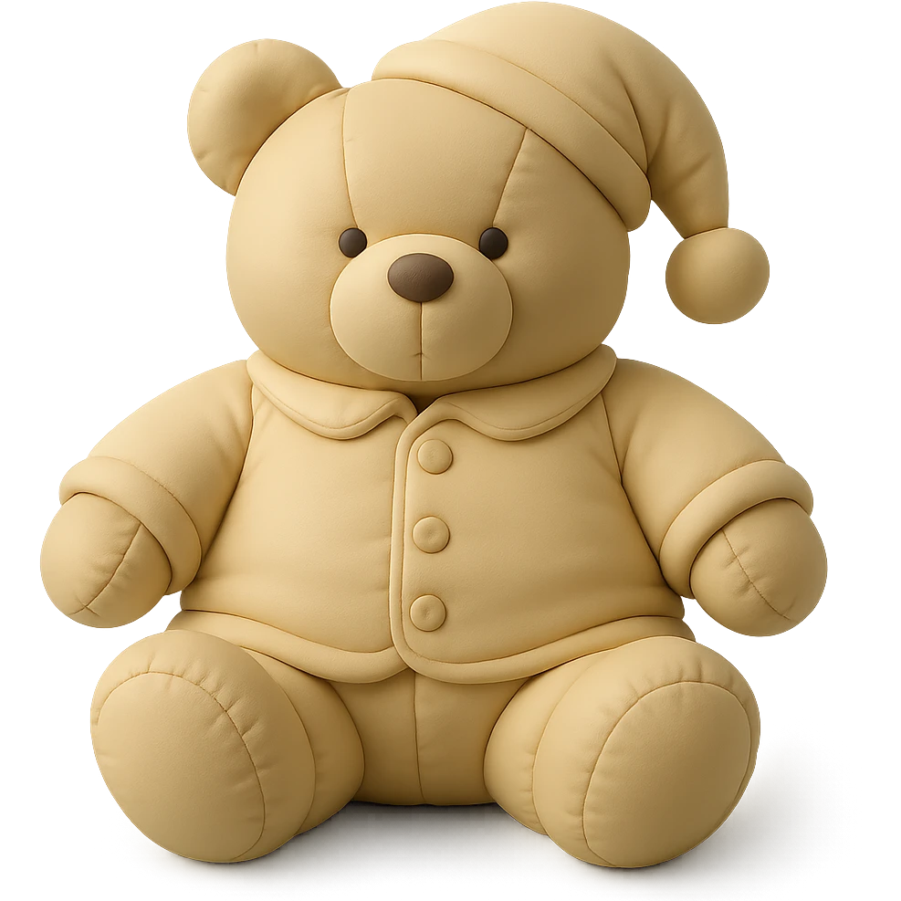 teddy bear wearing soft and cozy pajamas, cushion style emoji