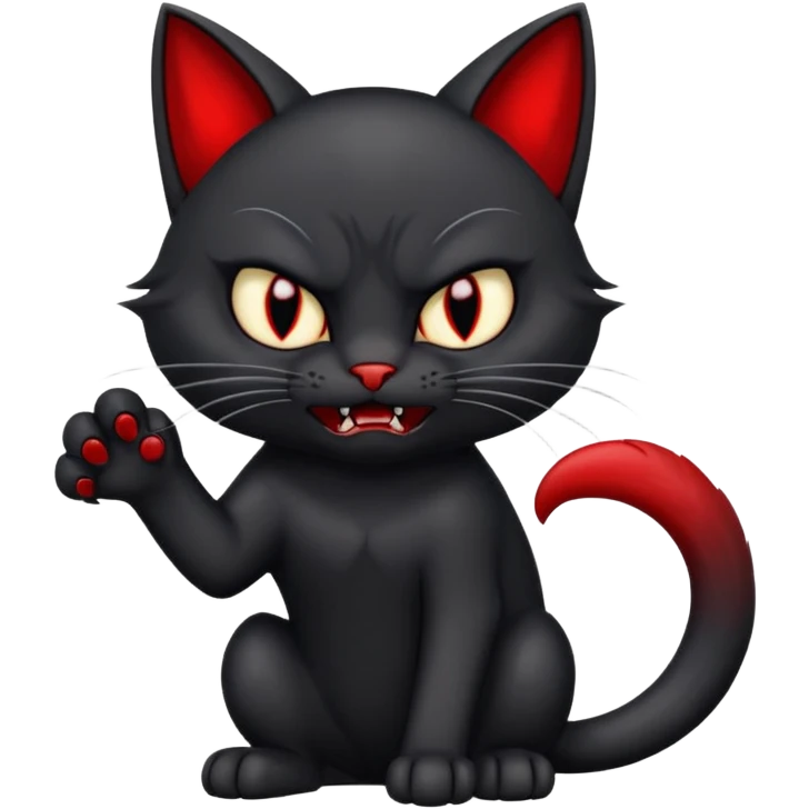 Vampire cartoon cat swiping with its paw, angry expression emoji