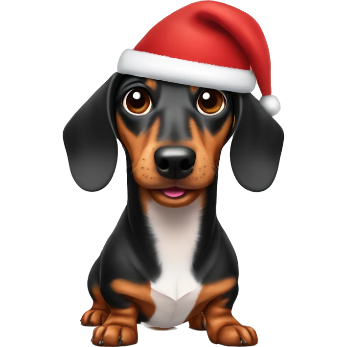 Dachshund with a Santa hat emoji