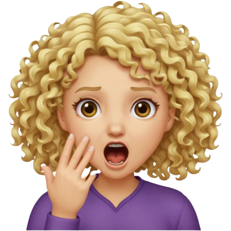 Emoji di ragazza bionda riccia che urla ma non è spaventata e mette una mano in faccia emoji