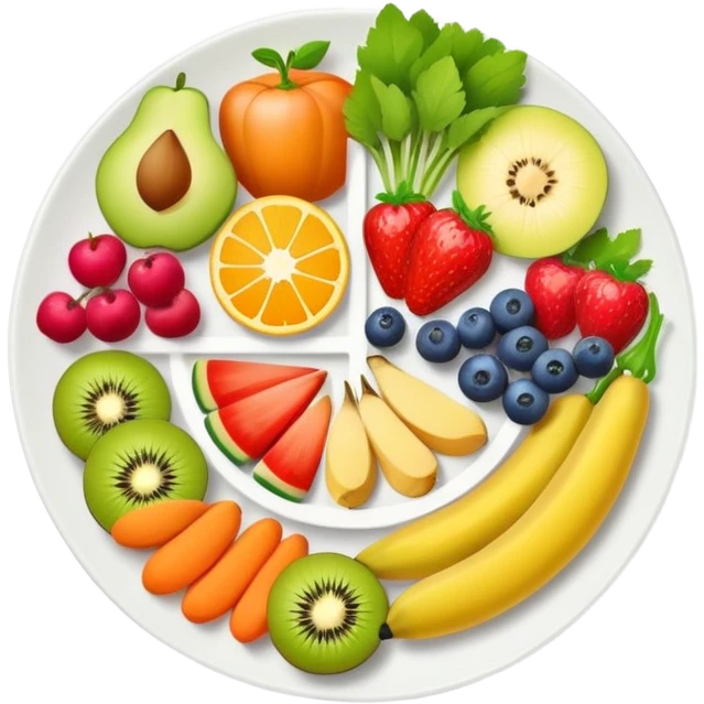 healthy food plate with fruits and vegetables emoji