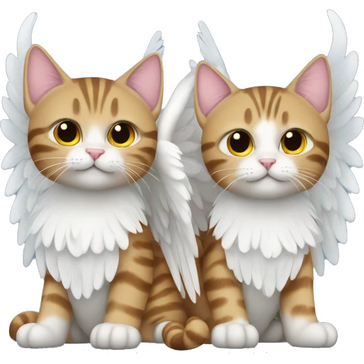 Two tabby cats with angel wings emoji