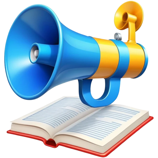 Ads policy represented as a rulebook with a megaphone symbol emoji