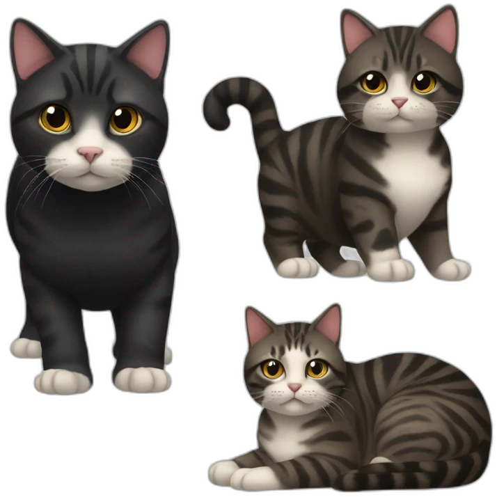 Chubby tabby cat and black cat emoji