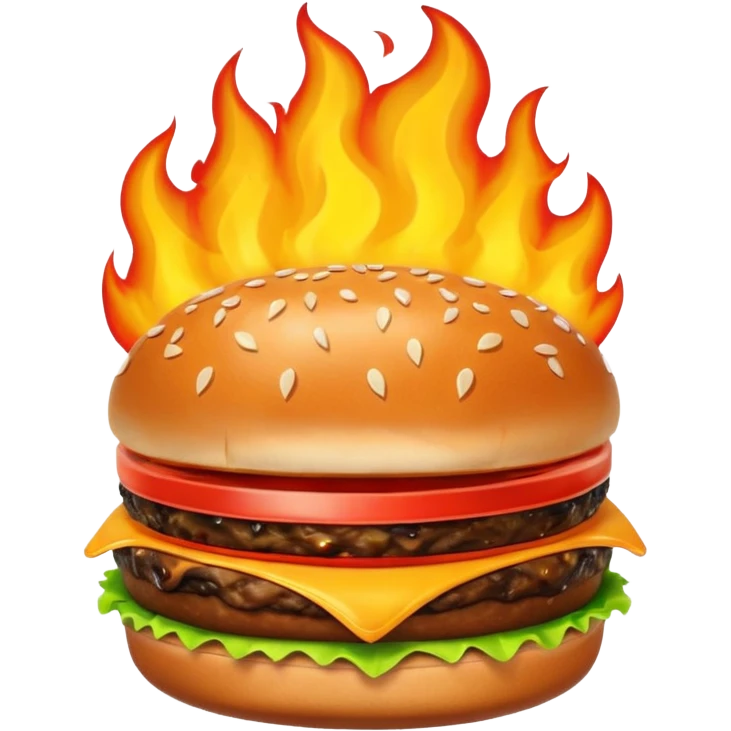 Burger on fire emoji