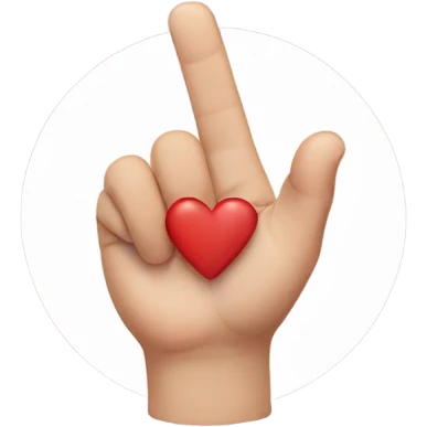 Thumb and third finger forming heart emoji