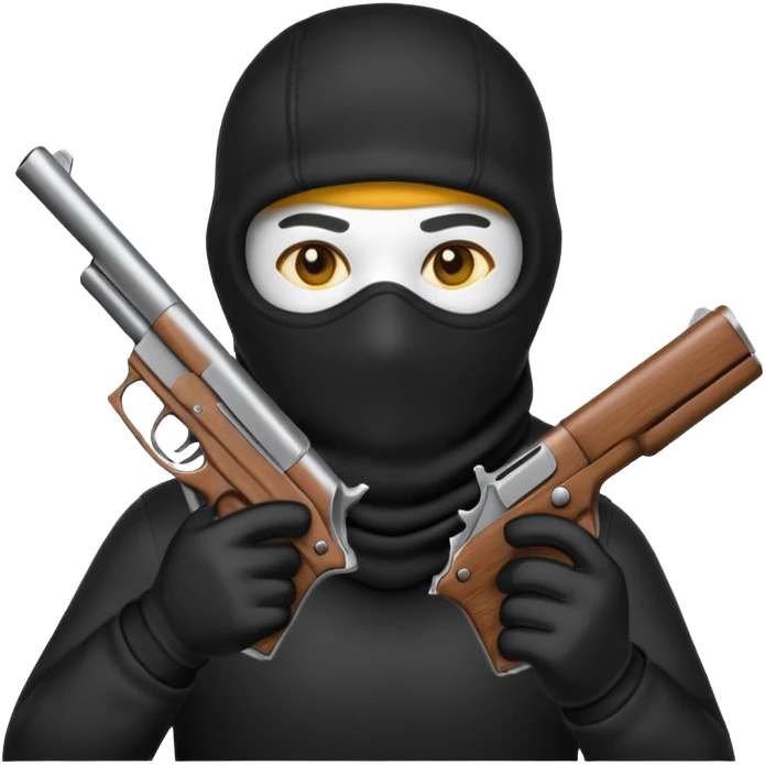 Un emoji con una balaclava negra con una pistola en la mano emoji