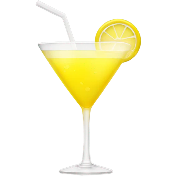 Bright yellow cocktail in a translucent eco-cup, minimalist emoji style, slight glow, simple shine. Neutral background. emoji