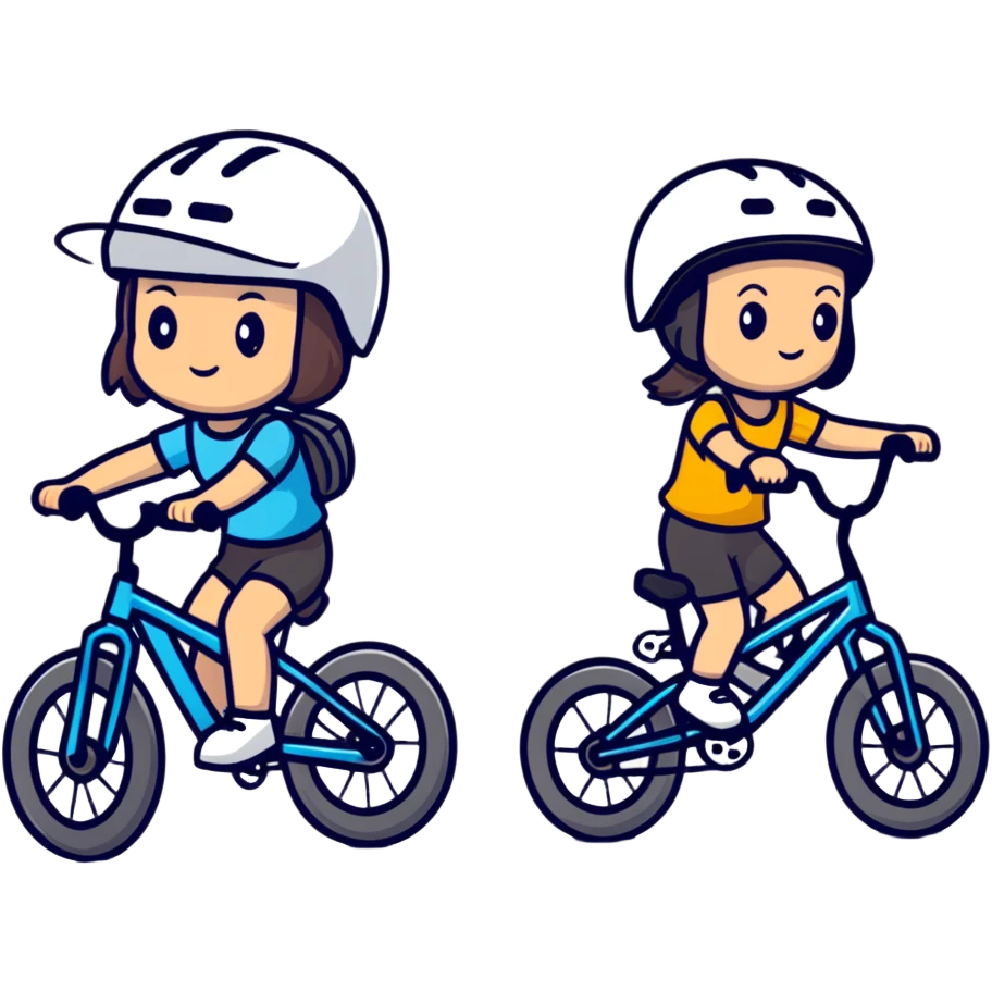 Girls riding mountain bikes emoji