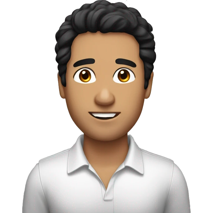 men, black hair, brown eyes, we can see all his body, he is an instructor for webinar emoji