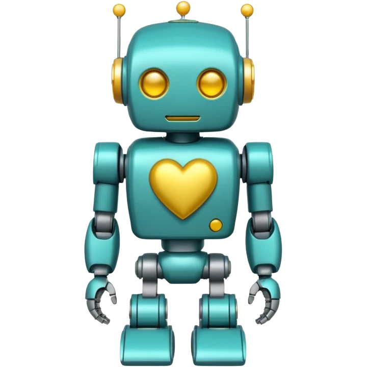 Teal robot with yellow heart emoji