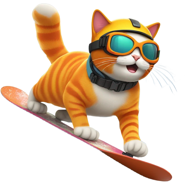orange cat snowboarding  emoji