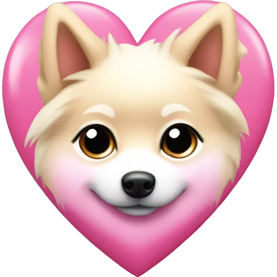 White and blonde spots spitz in a pink heart emoji