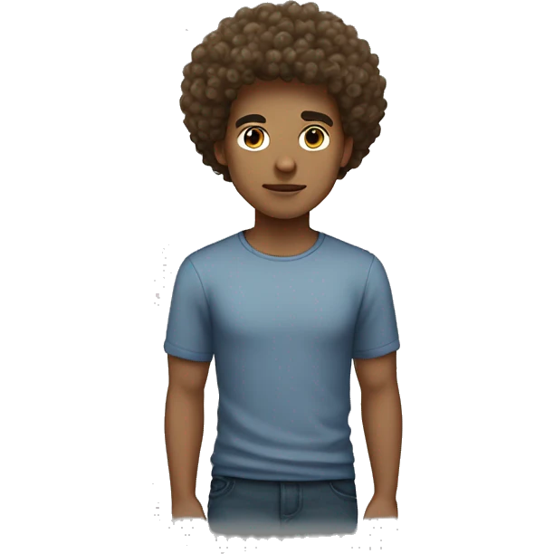 very Curly, afro blonde short hair guy, dark brown eyes emoji