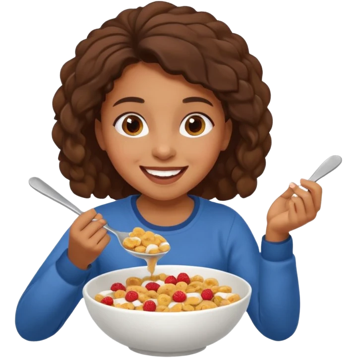Brown girl eating cereal emoji emoji